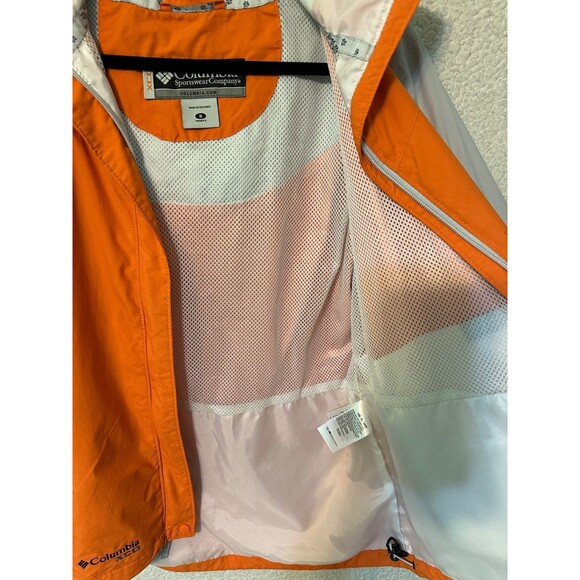 Columbia‎ XCO Jacket Women Small Orange White PACKABLE Full Zip Hooded Softshell - Picture 10 of 16